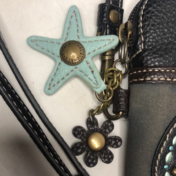 CHALA bedazzled brown and blue jellyfish small crossbody bag. - Picture 4 of 12